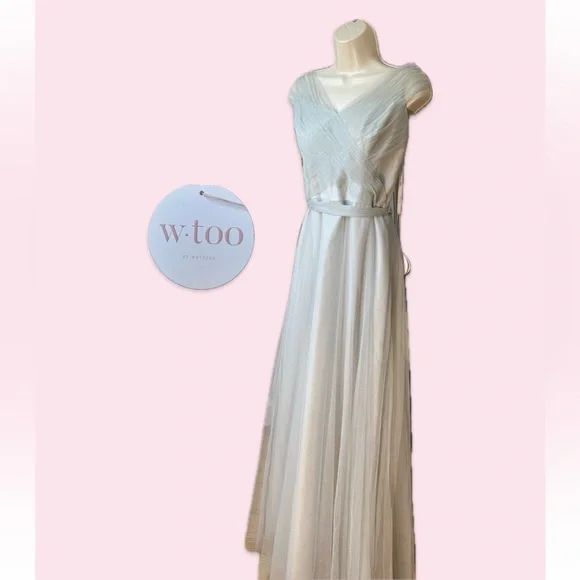 watters & watters bridesmaid dresses Simple A line Lace Blue Long Prom Dresses, Blue Lace Bridesmaid Dresses US 10 / Blue